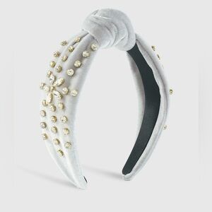 Gray Velvet Top Knot Rhinestone Headband NWT